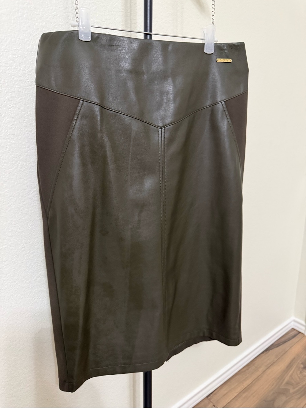Marc New York Olive Faux Leather Pencil Skirt